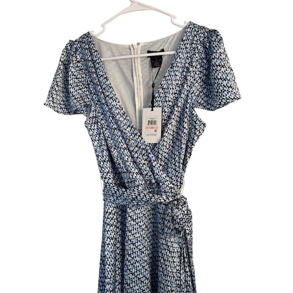 DKNY Womens Blue Wrap Dress Size 10 NWT Flutter Sleeve $129 8974 - Picture 15 of 15